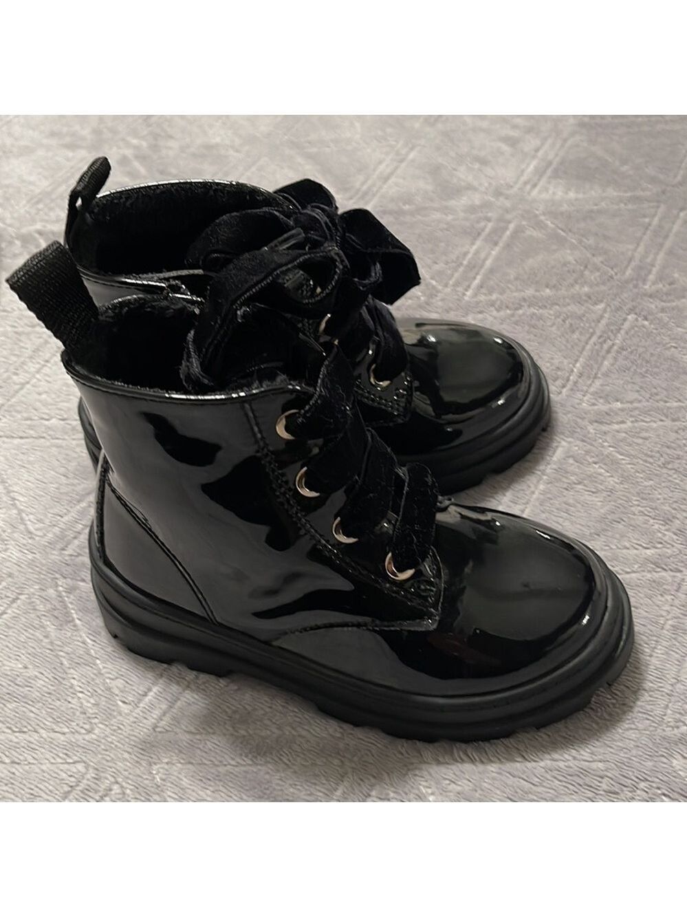 Kids Black lace up boots